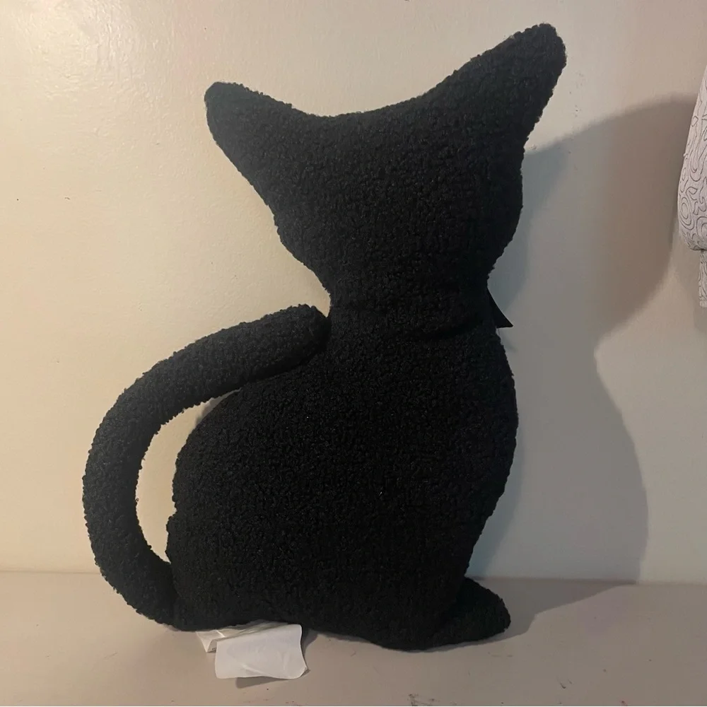 Decorative Halloween Black Cat Pillow with Pumpkin Design 12in” X 17in” - Picture 2 of 7